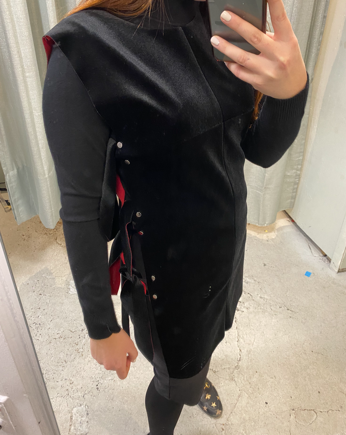 Velour Red/Black detail Tunic