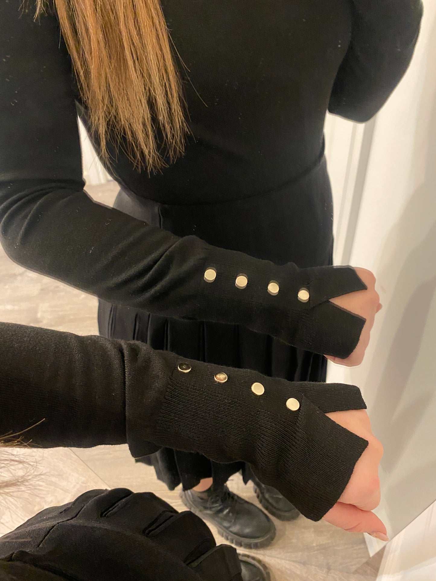 Basic Knit Turtleneck with Small Buttons