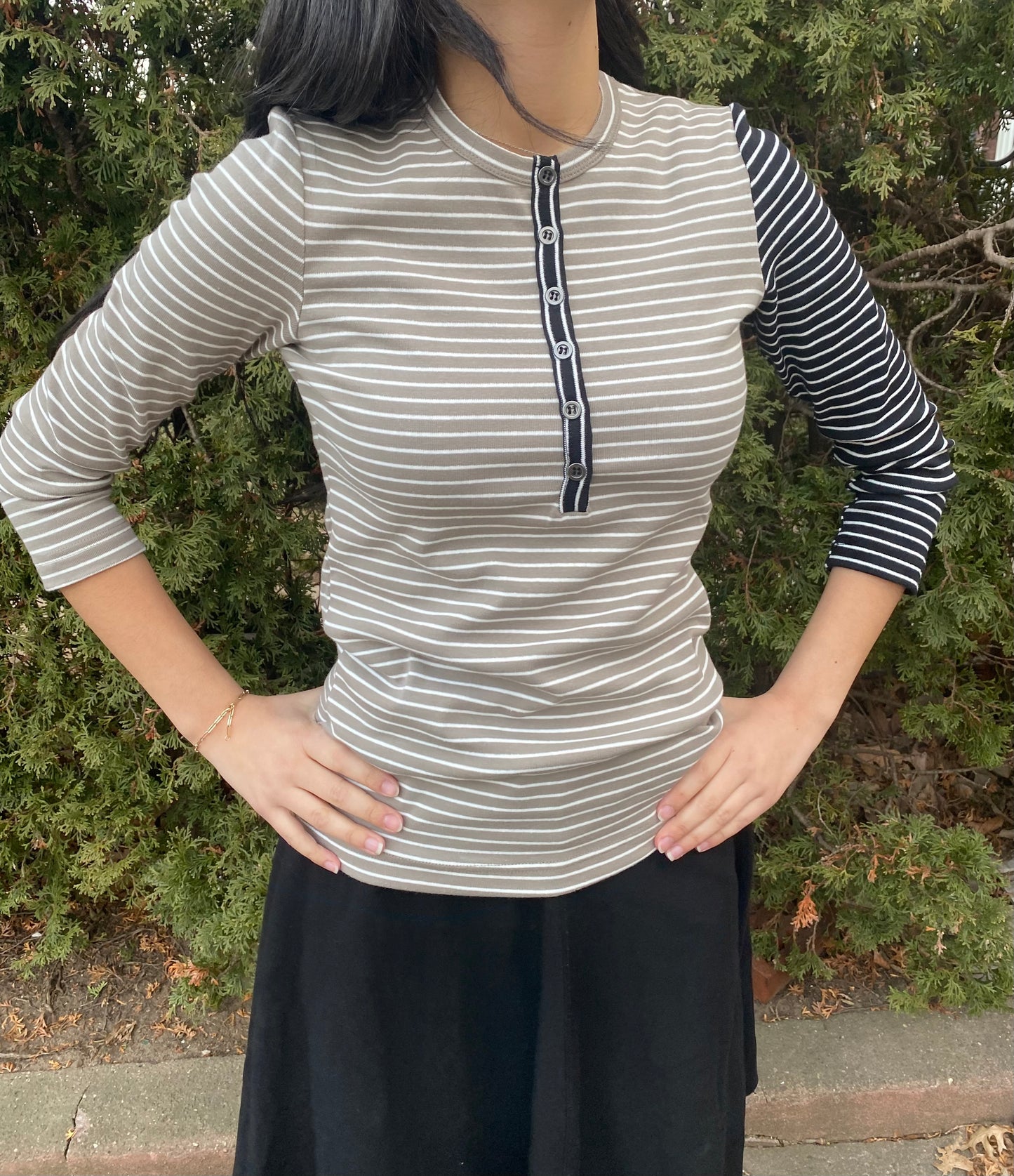 Striped Henley Cotton Tee