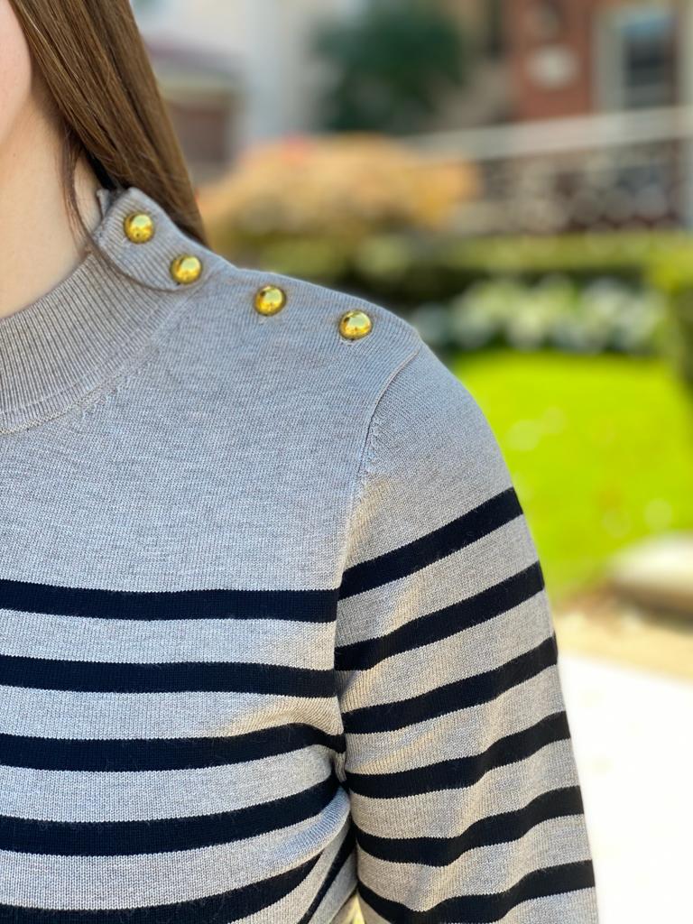 Striped Mock Neck Sweater