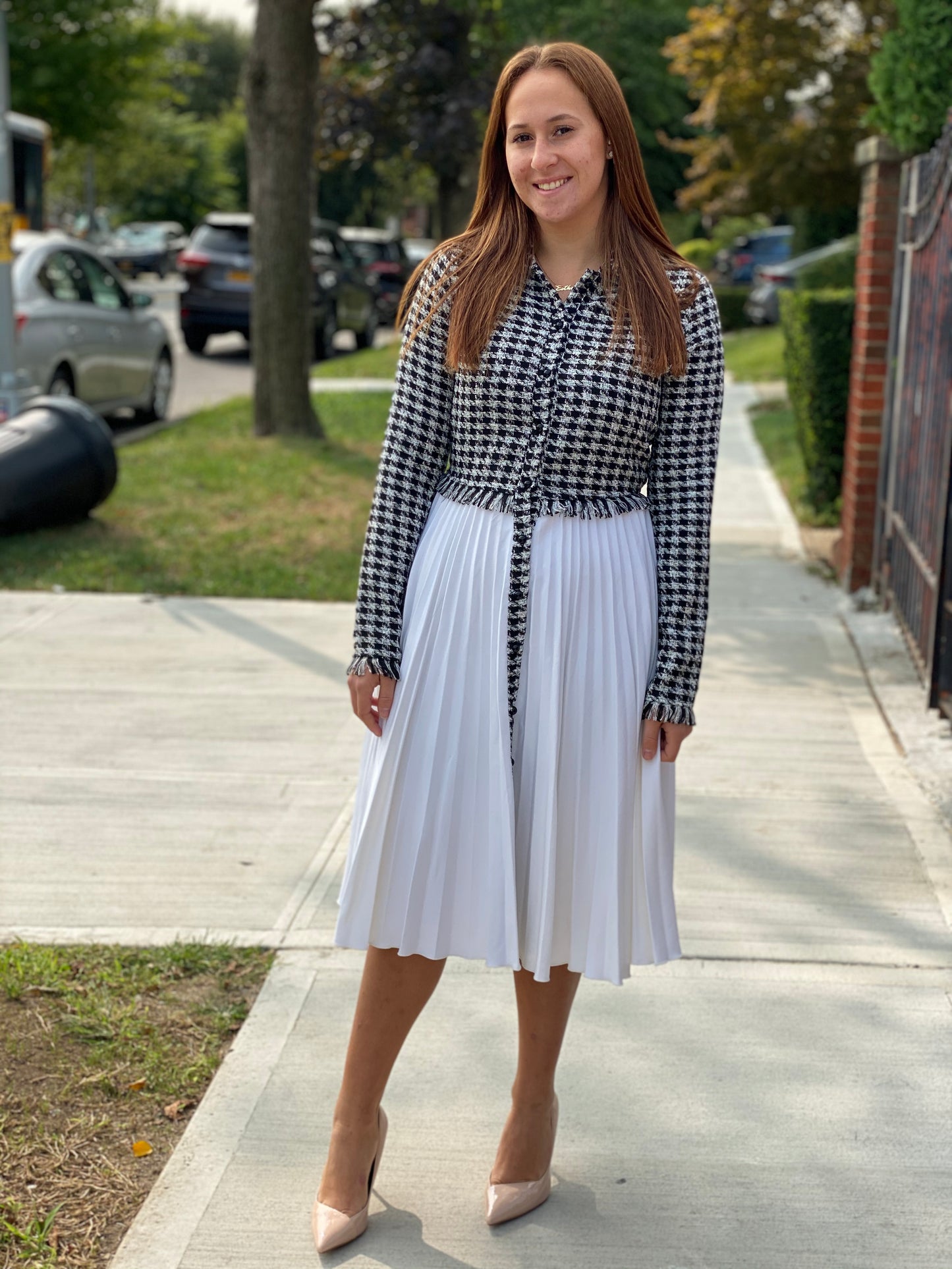 Tweed Pleated Dress