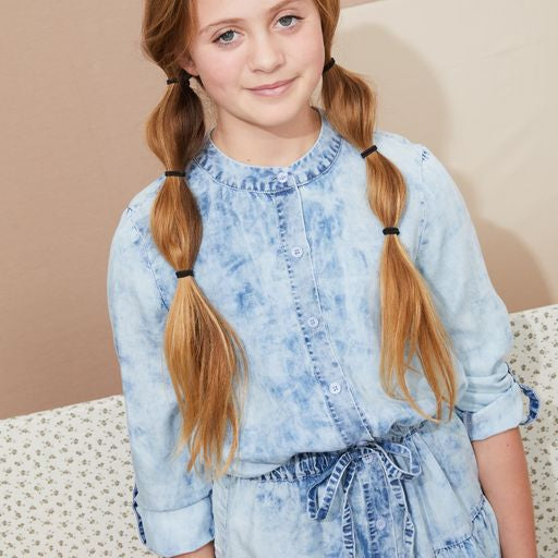 Denim Button Down Tiered Dress