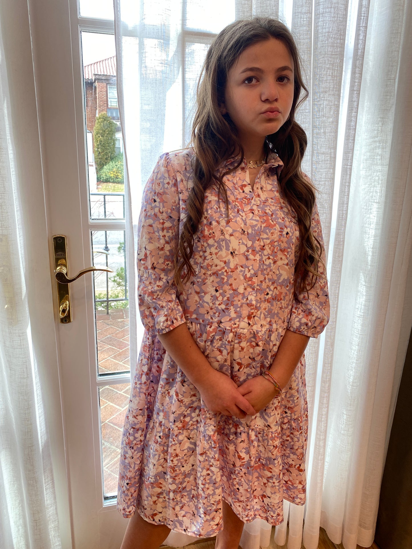 PINK FLORAL GIRLS DRESS