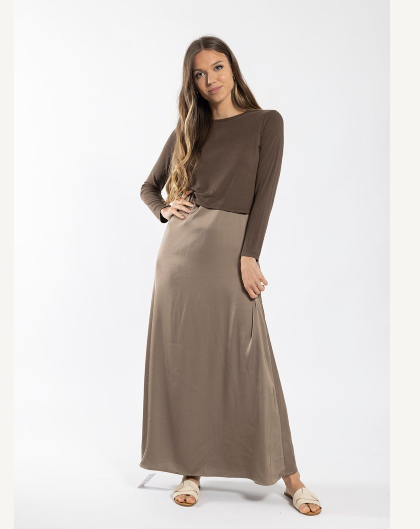 SLIP DRESS with CROPPED SWEATER SET - Main Image