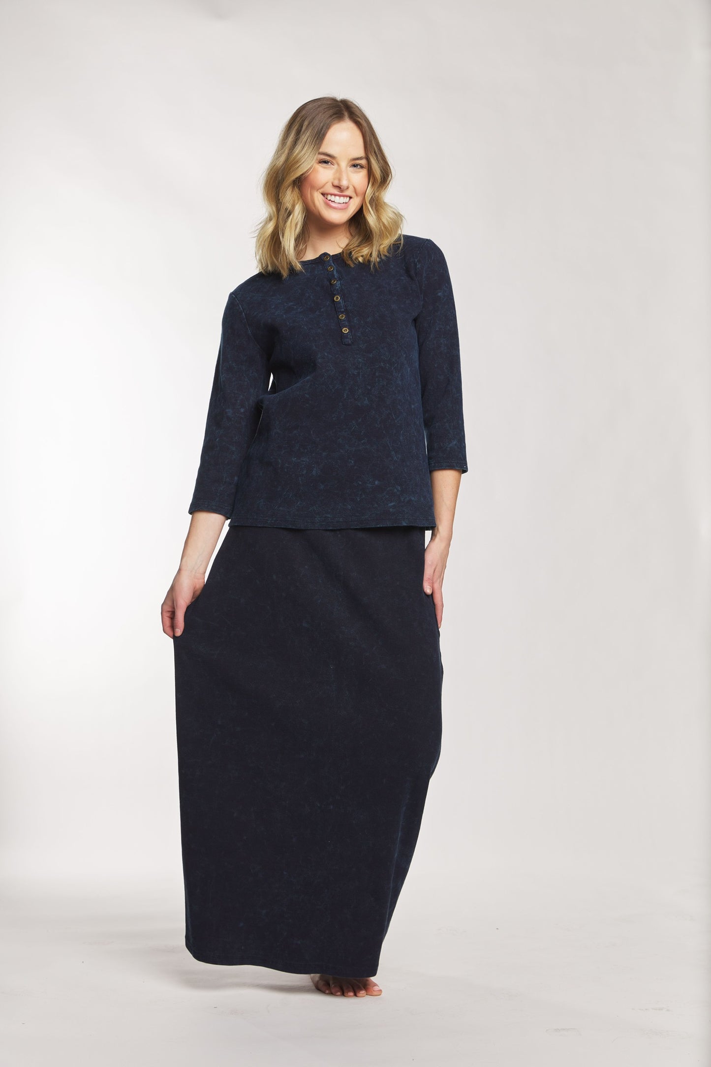 Ribbed Wash Out Henley