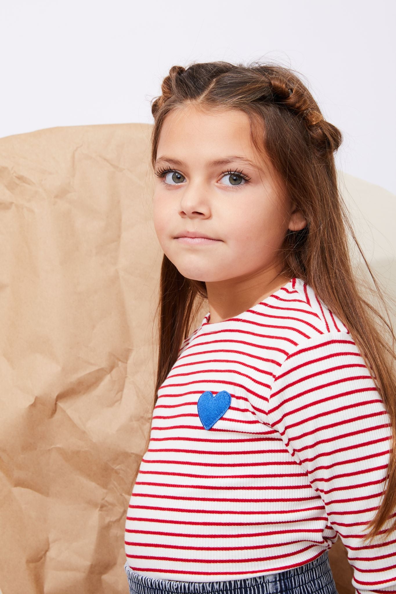 Red Striped T-Shirt with Blue Heart