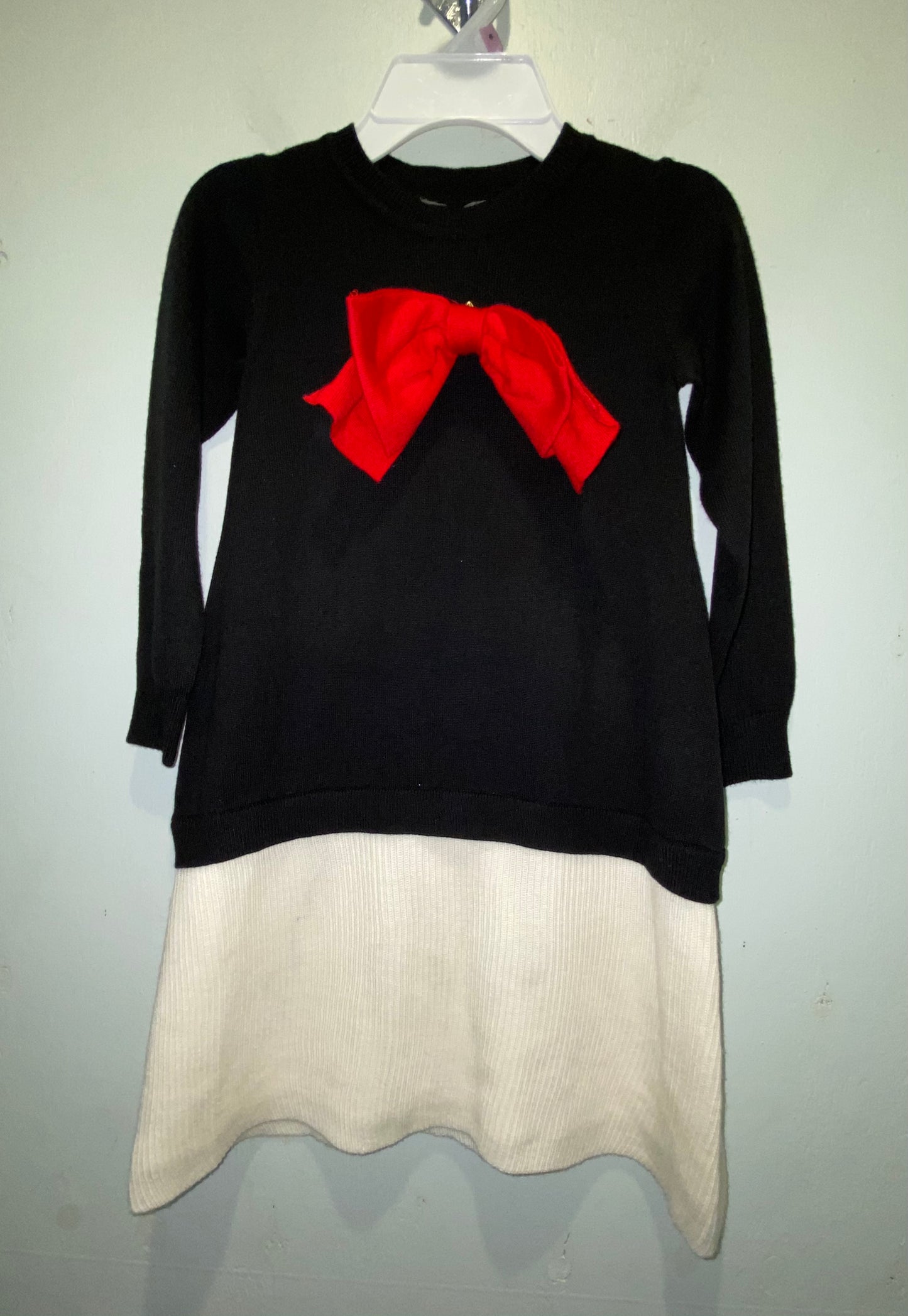 Sweater Dress With Red Bow