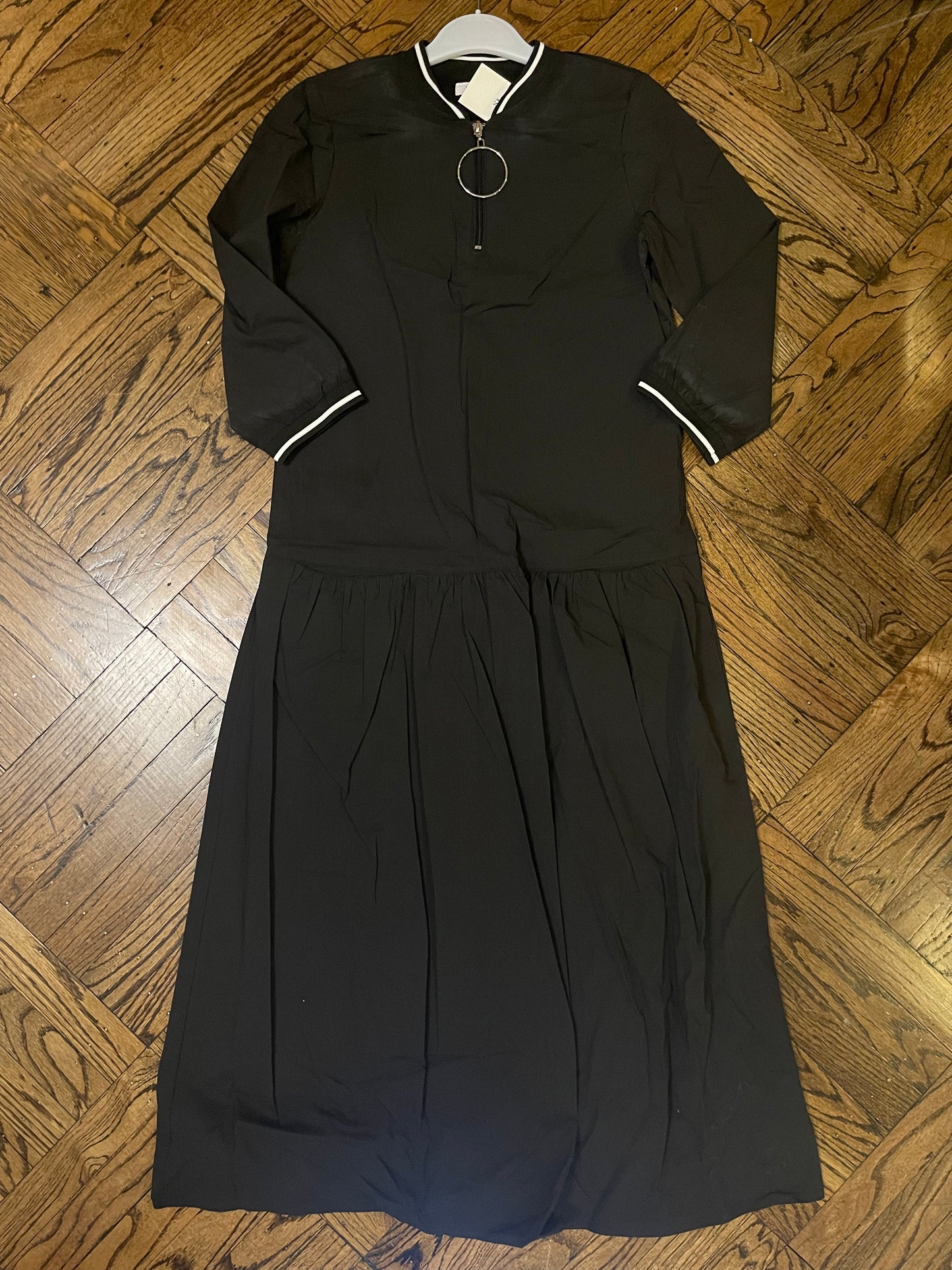 Sport Trim Zipper Midi Dress