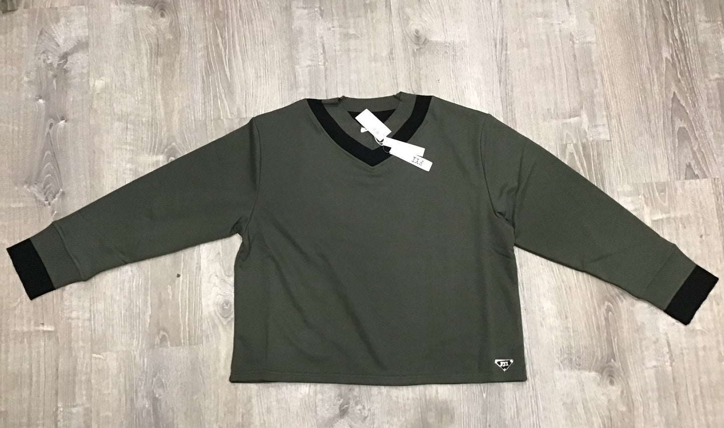 V-Neck Top with Striped Trim