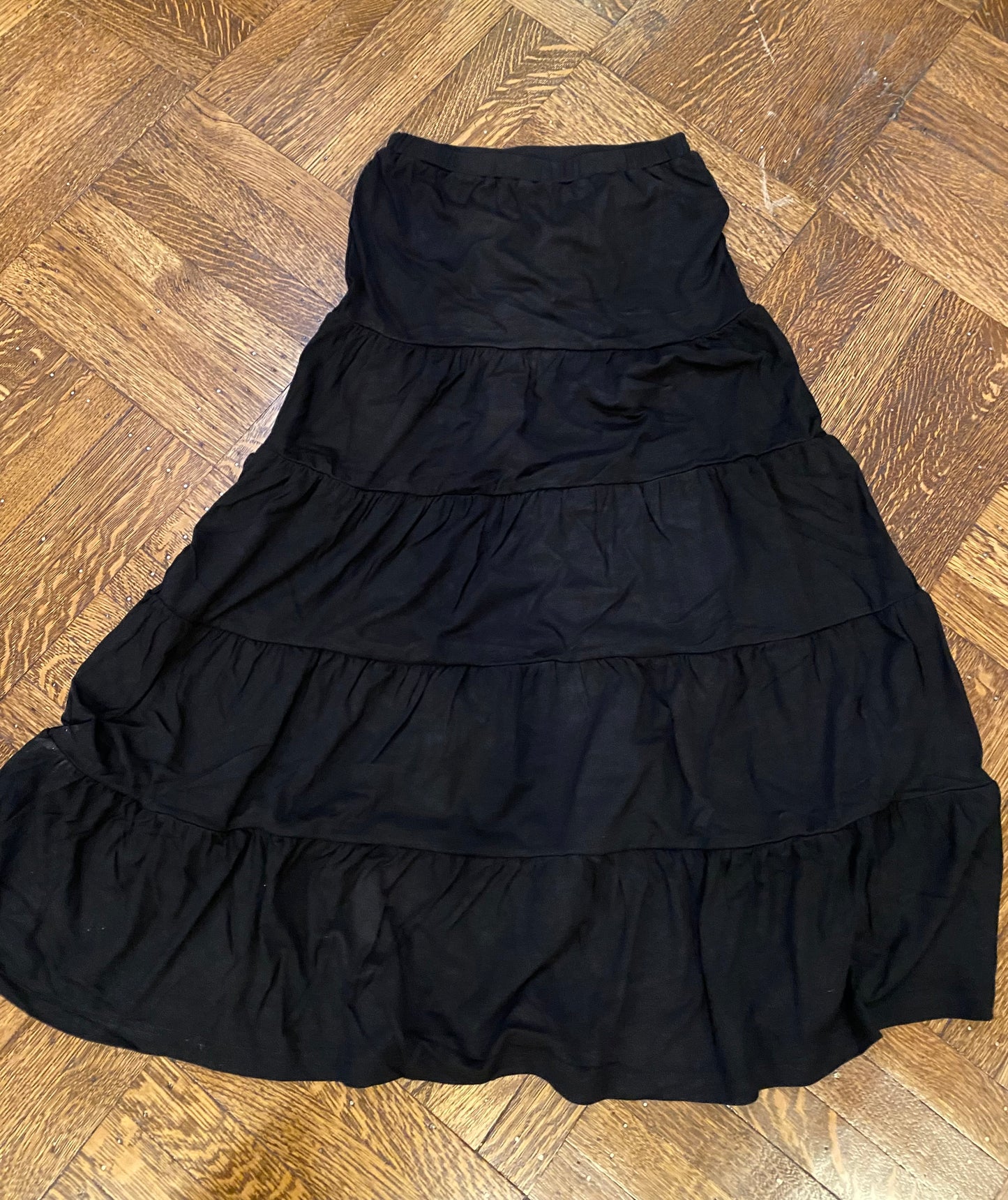 Black Tiered Solid Skirt