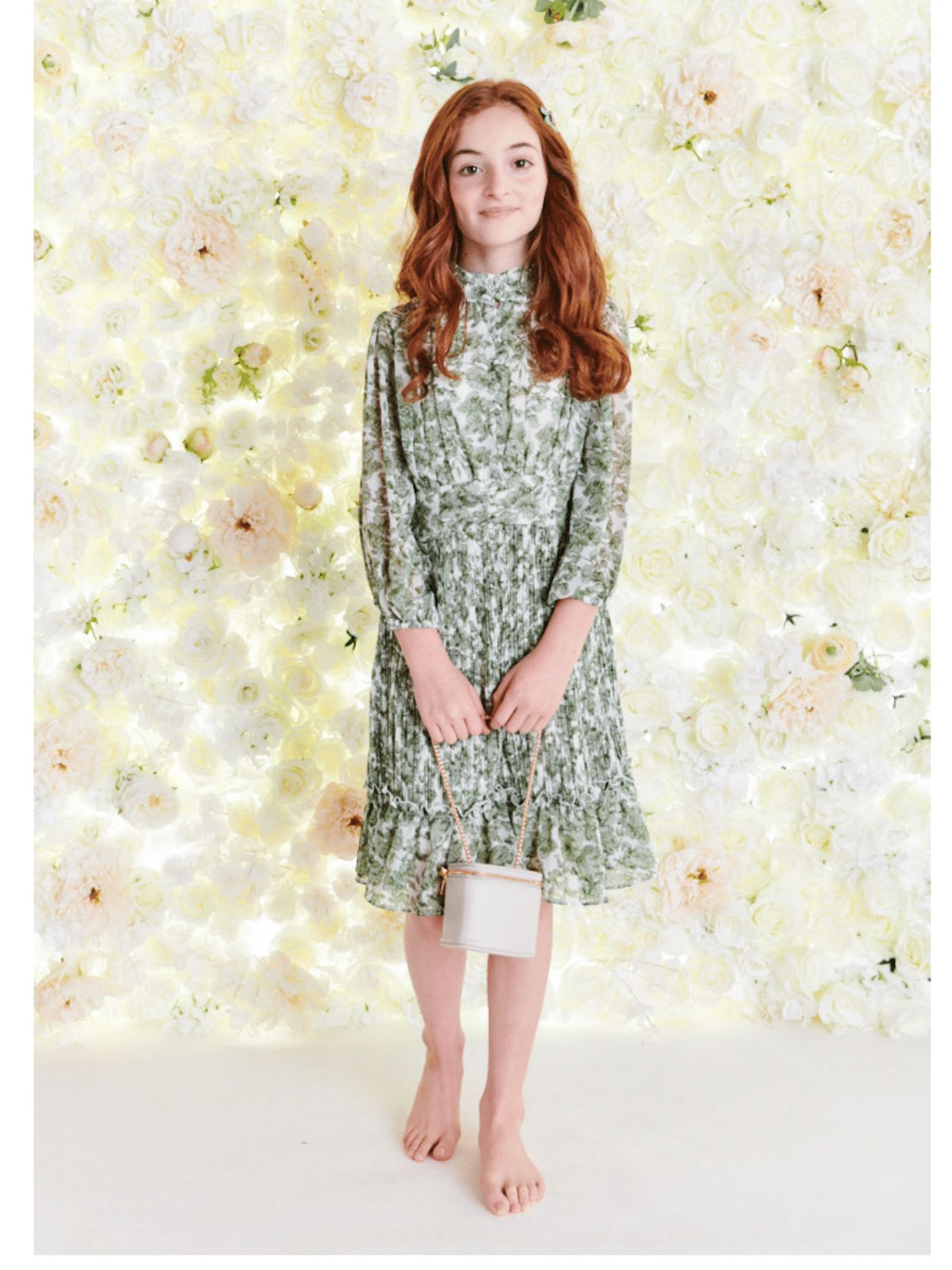 GREEN FLORAL CHIFFON DRESS