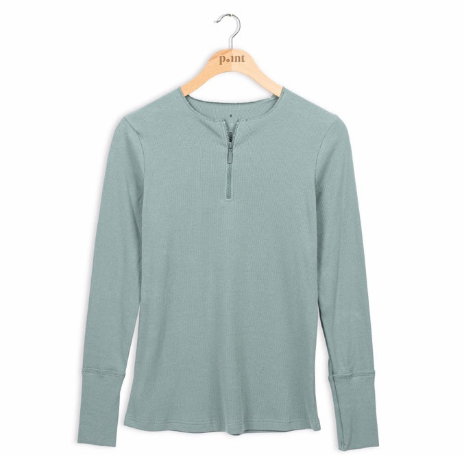Point Ribbed Zip Top