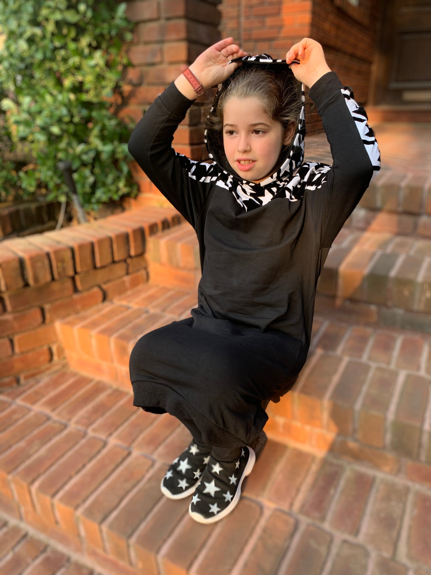 Houndstooth Hoodie Dress