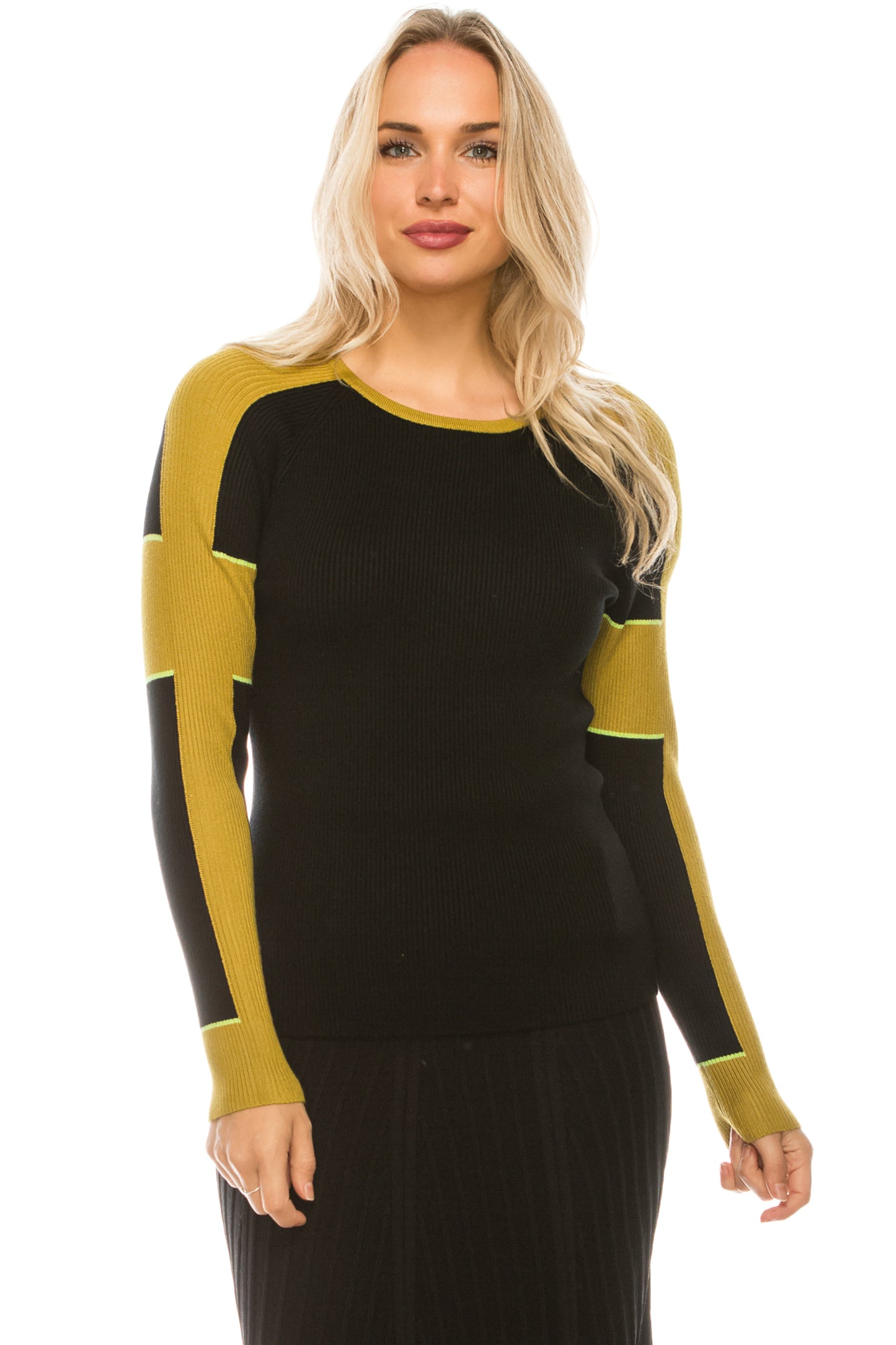 Ribbed Color Block Sweater