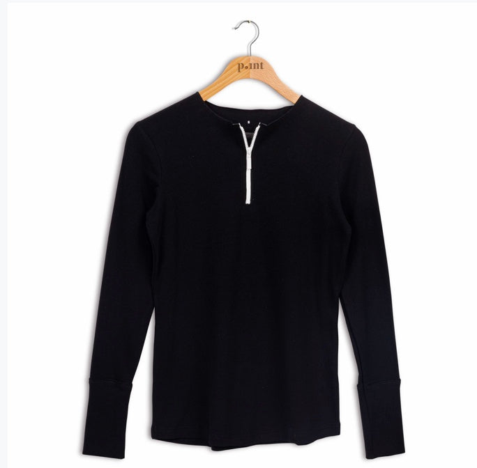 Point Ribbed Zip Top