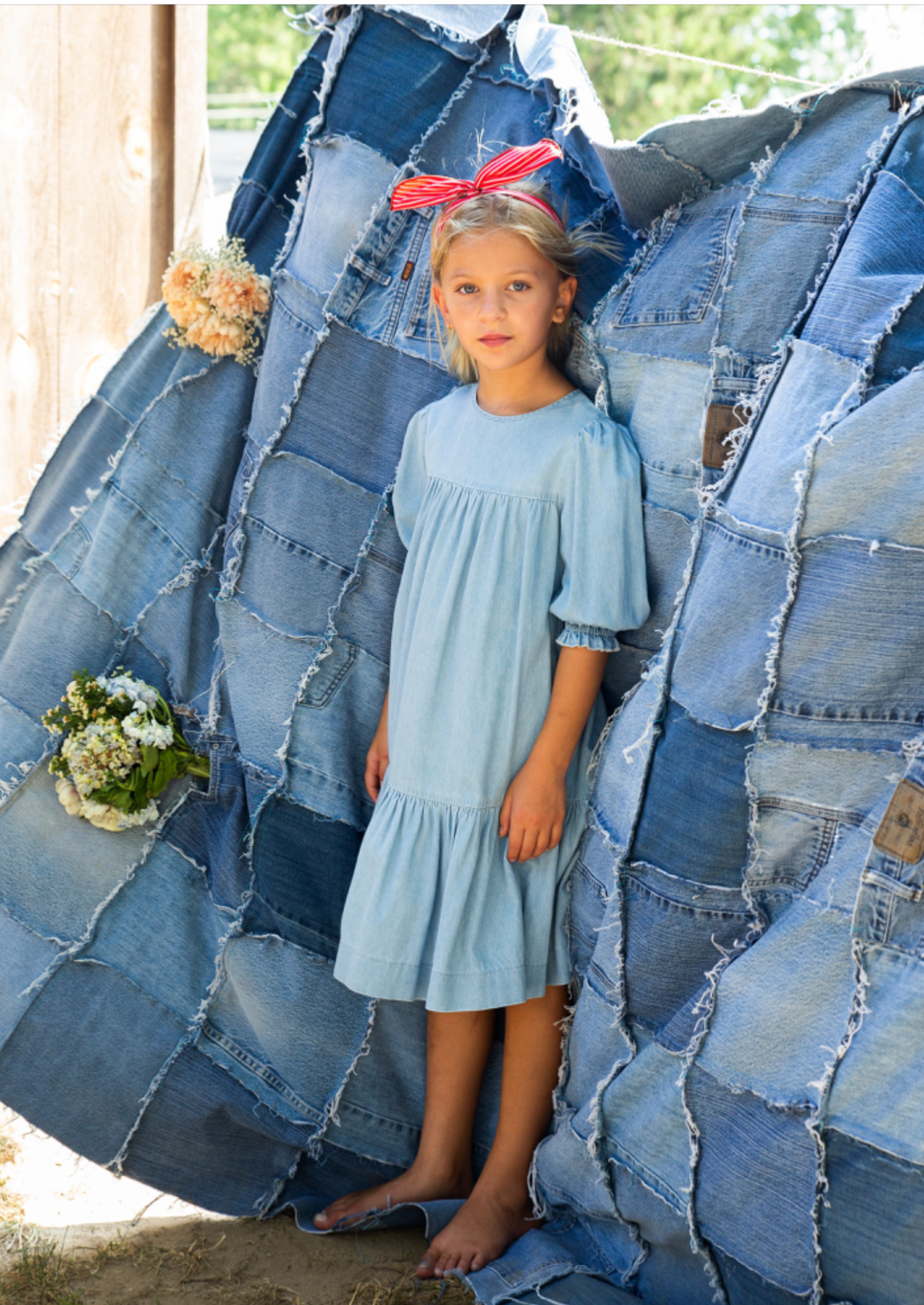 GIRLS DENIM TIERED DRESS GIRLS DENIM TIERED DRESS