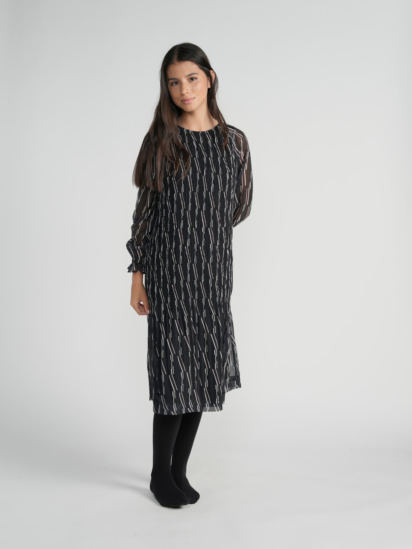 Striped Printed Pleated Dress