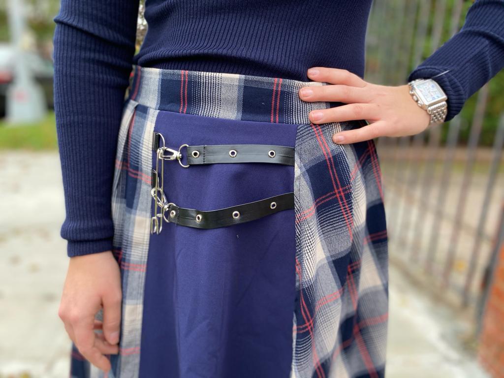 Navy Plaid Prep Skirt