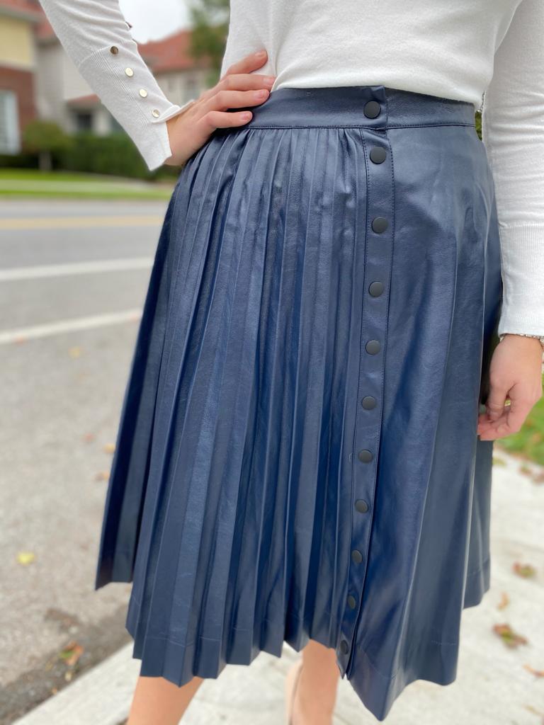 Leather Half Pleat Skirt
