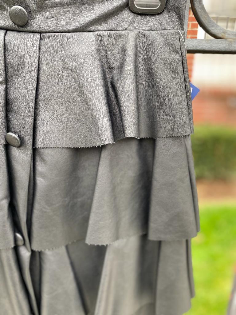 Leather Look Layered Skirt