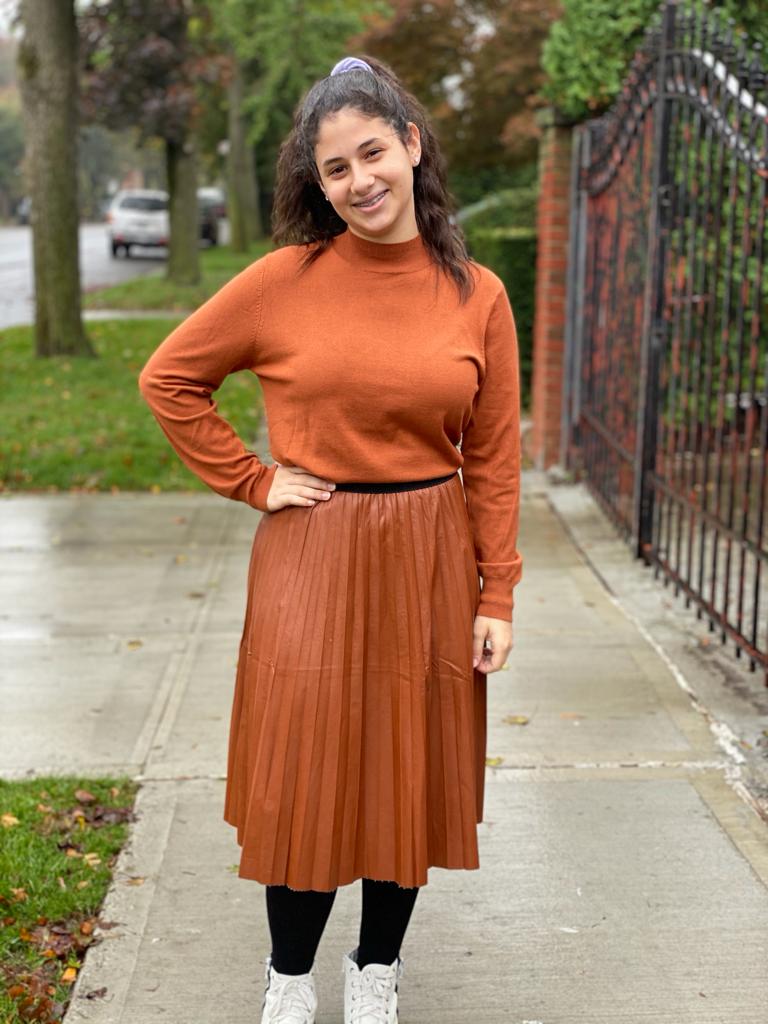 Leather Look Pleated Skirt