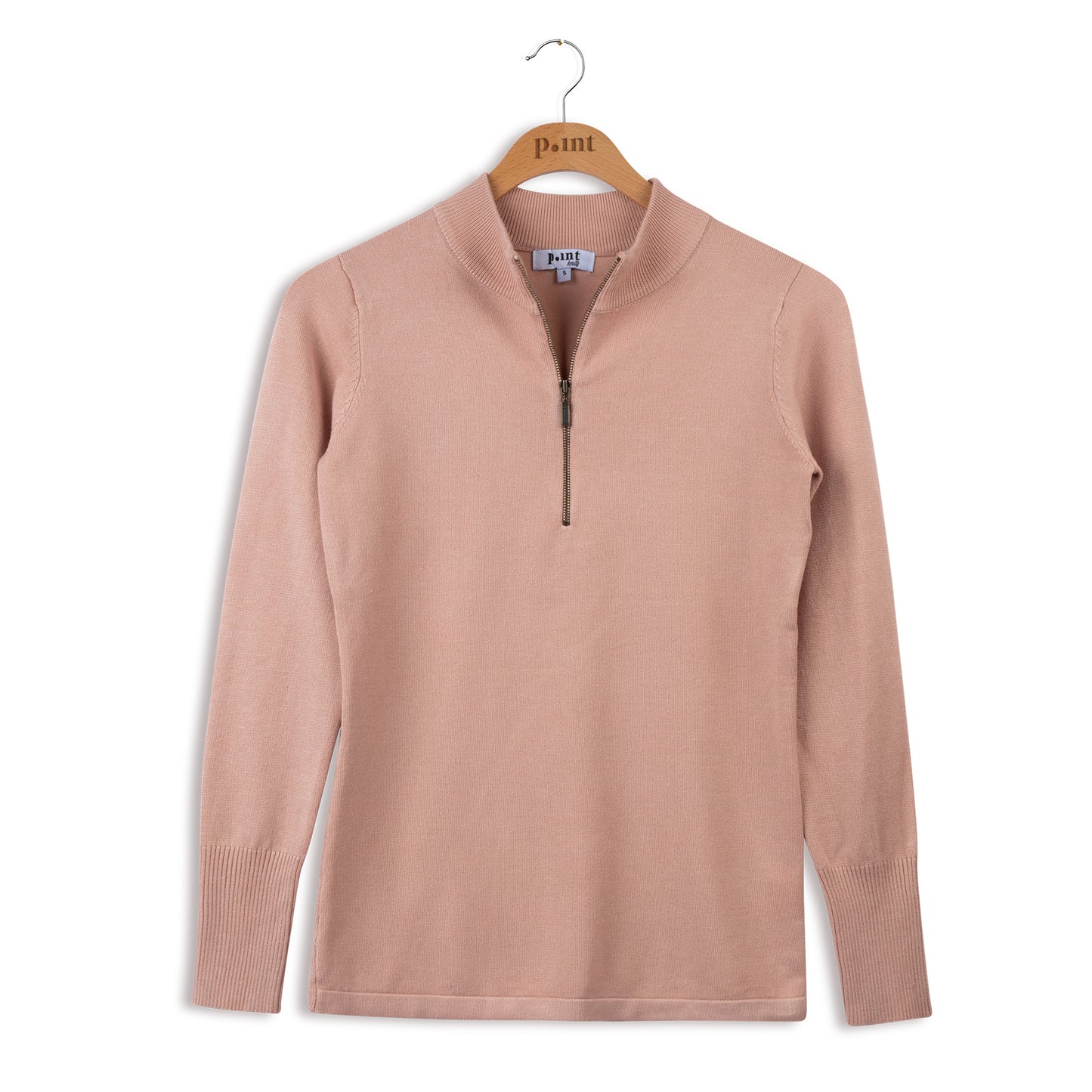 Point Knit Mock Neck Half Zip