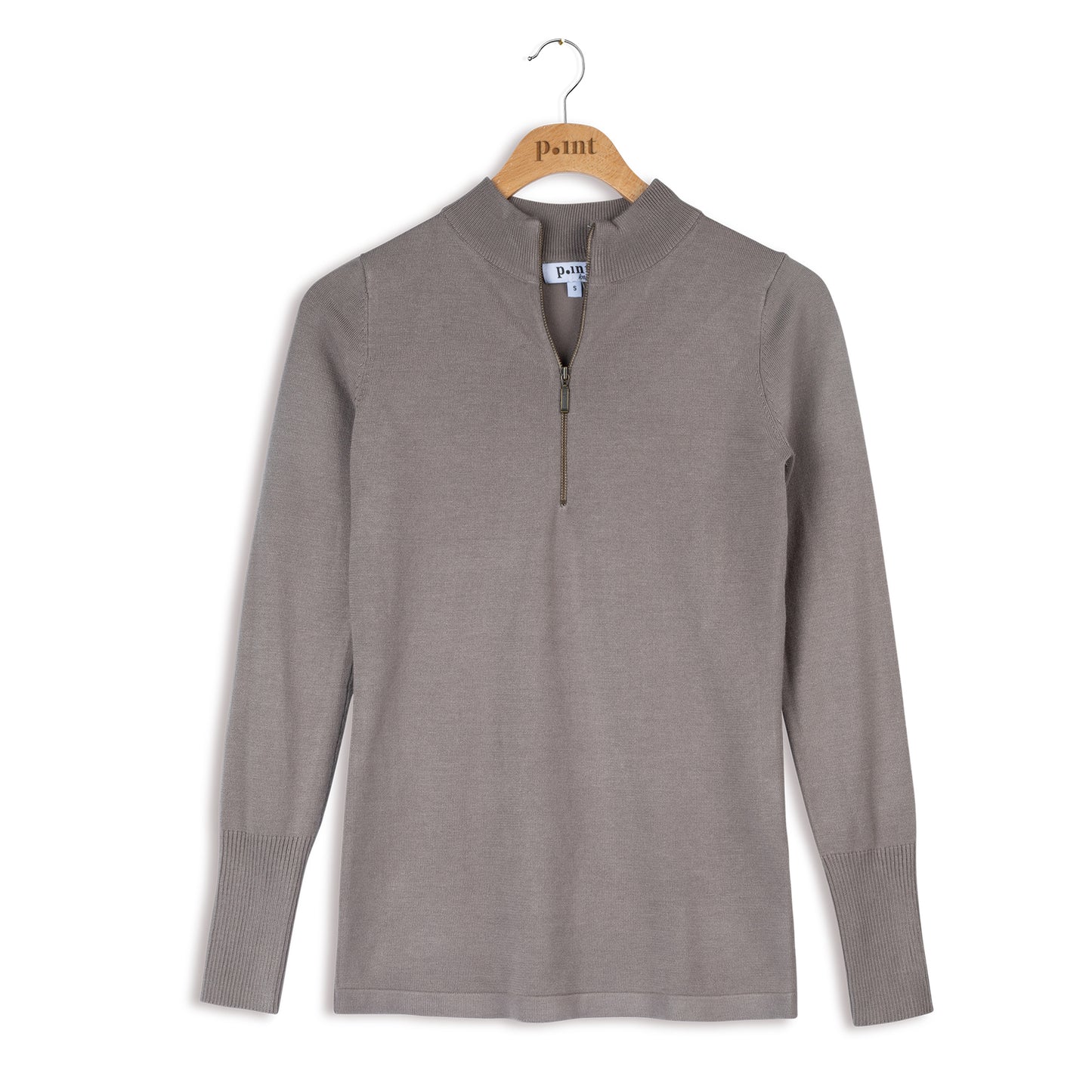 Point Knit Mock Neck Half Zip