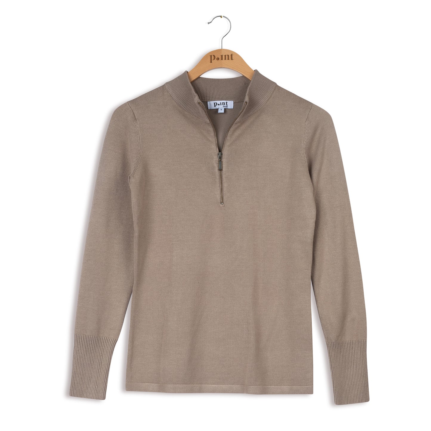 Point Knit Mock Neck Half Zip