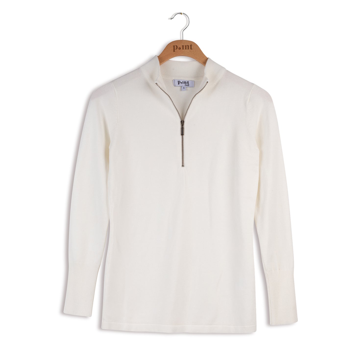 Point Knit Mock Neck Half Zip