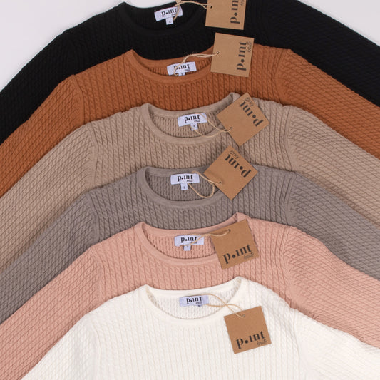 Point Cable Knit Crew Neck