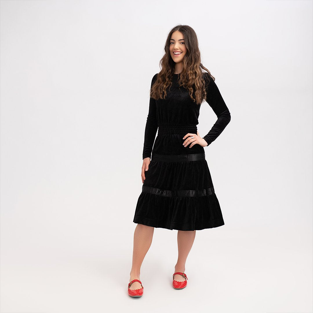 Ruched Waist Velour Top - Set