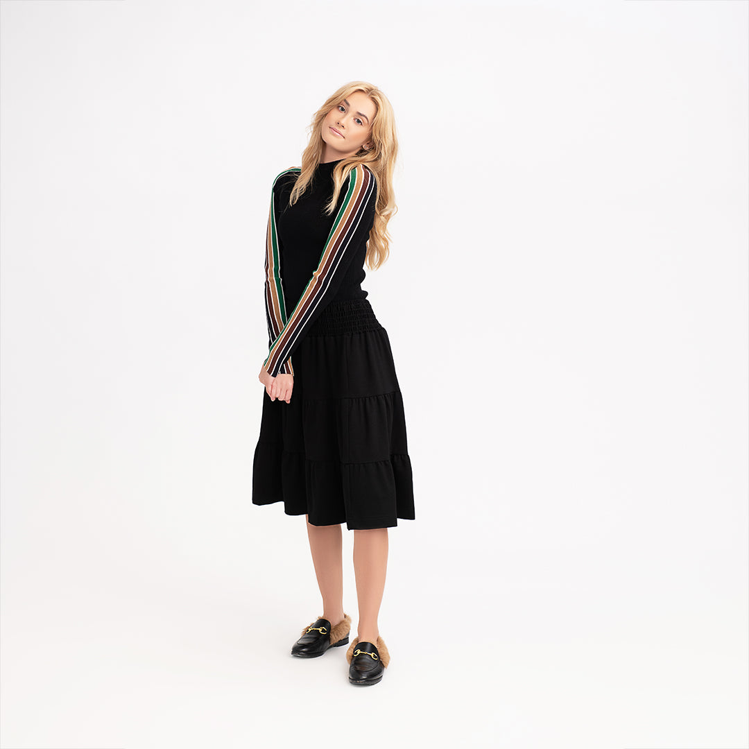 Note Ribbed Stripe Sleeve Top