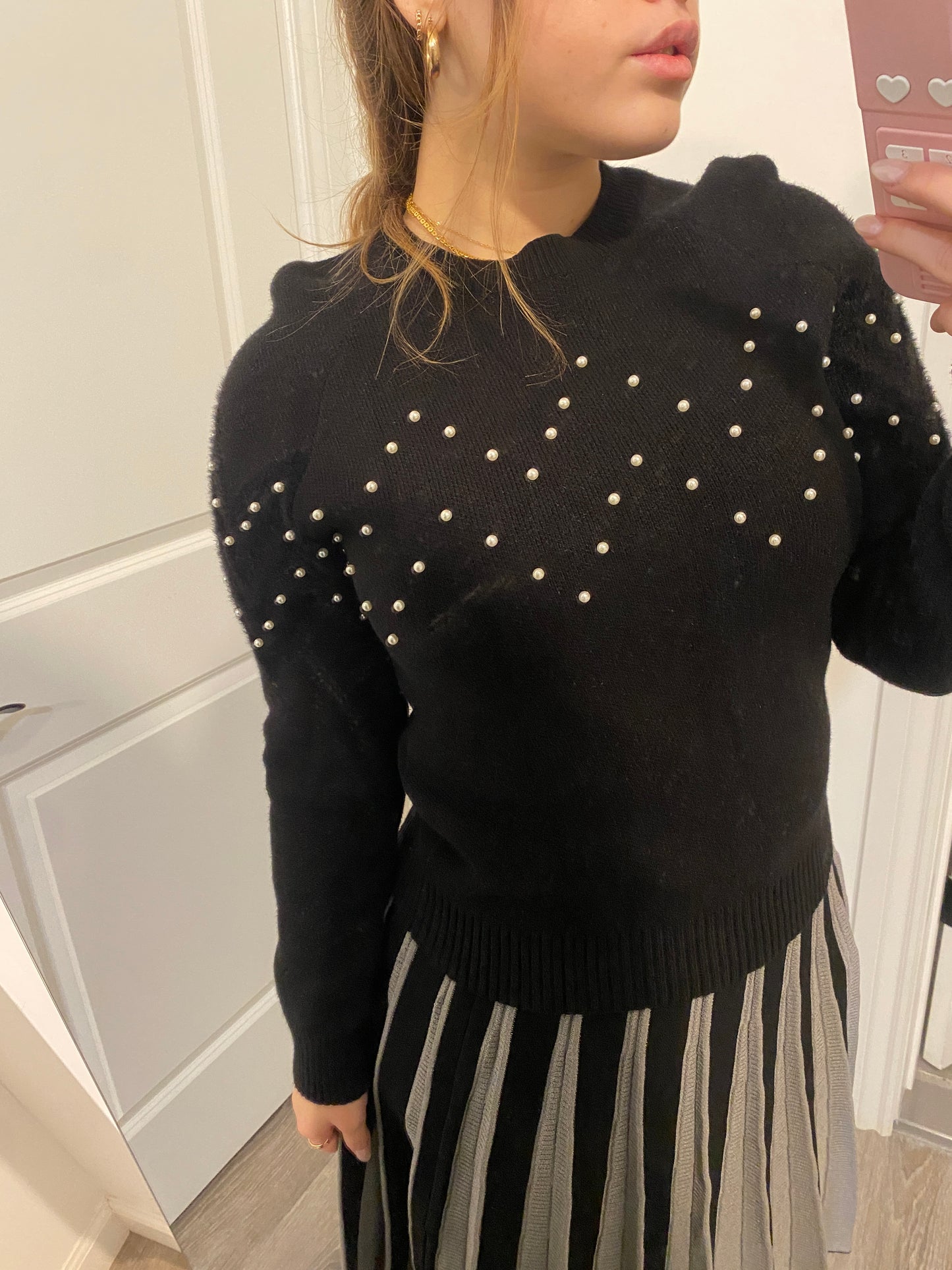 Zig Zag Sweater with Pearls