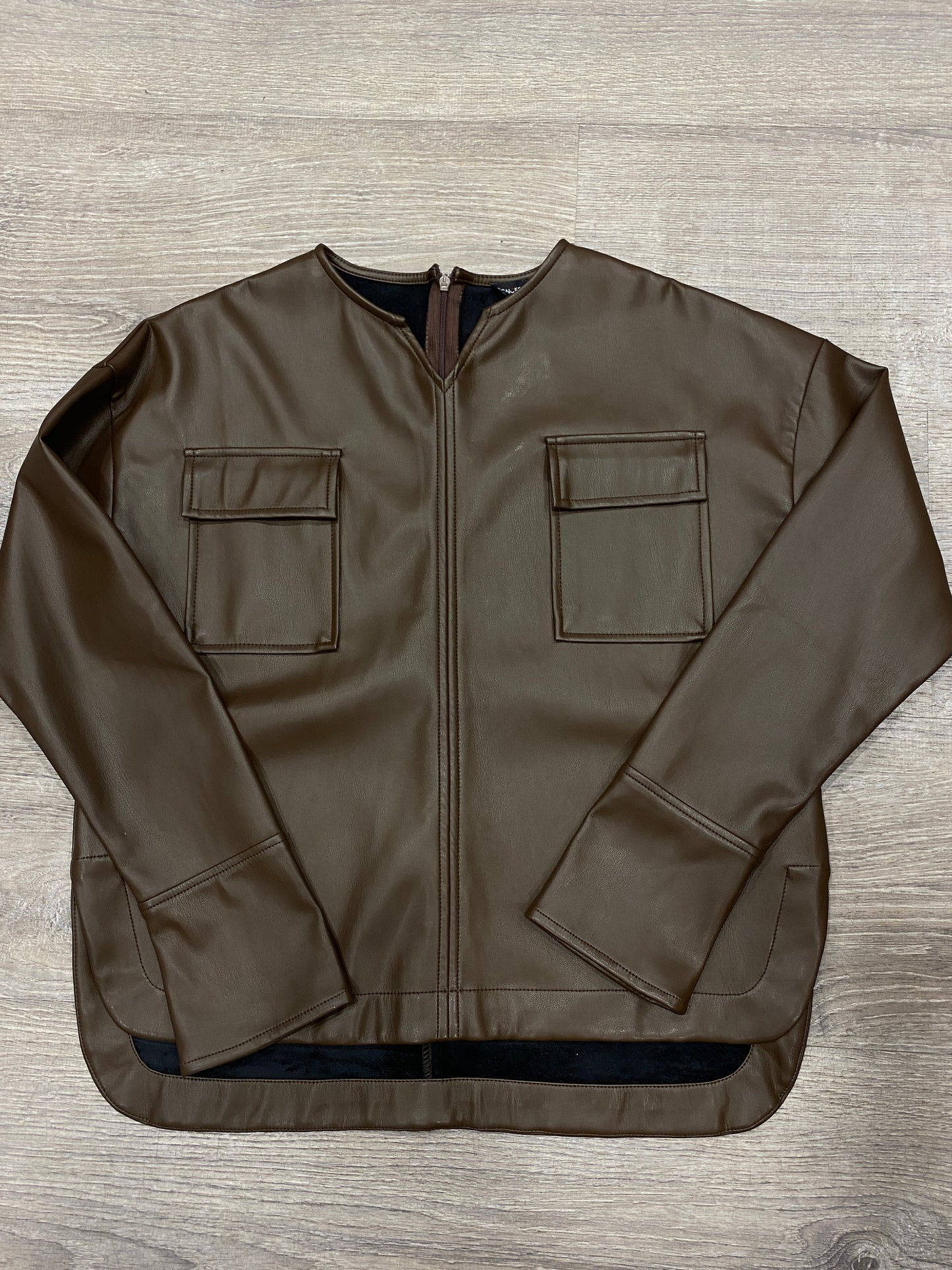 Pocket Detail Leather Top