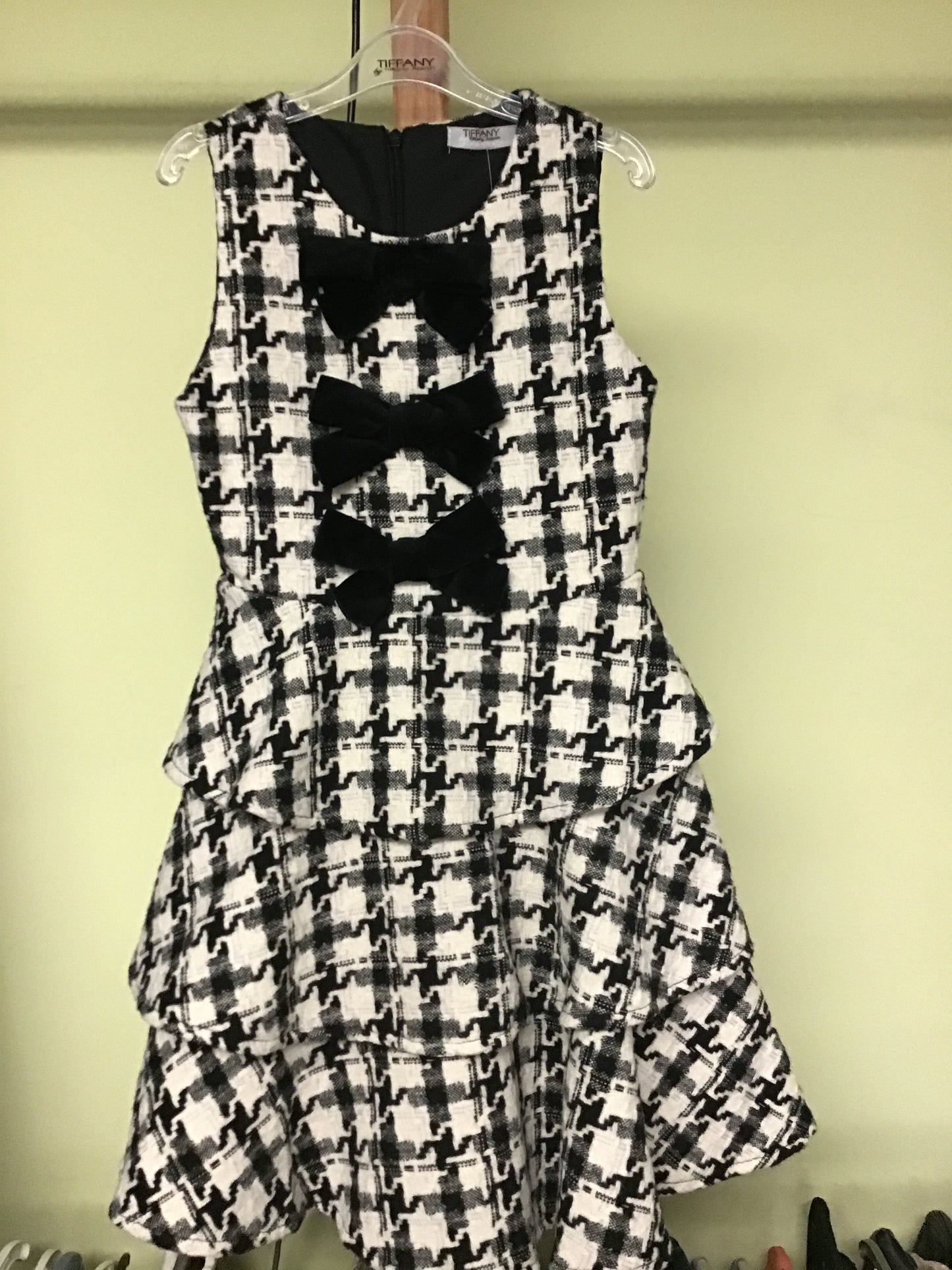 Houndstooth Ruffle Bow Dress