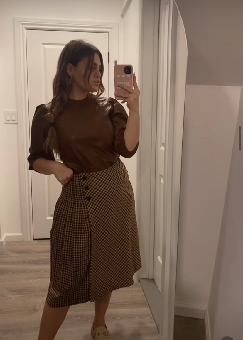 Leather puff sleeve top