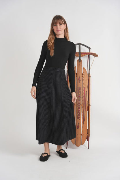 LADIES CORDUROY STRIPE MAXI A LINE SKIRT