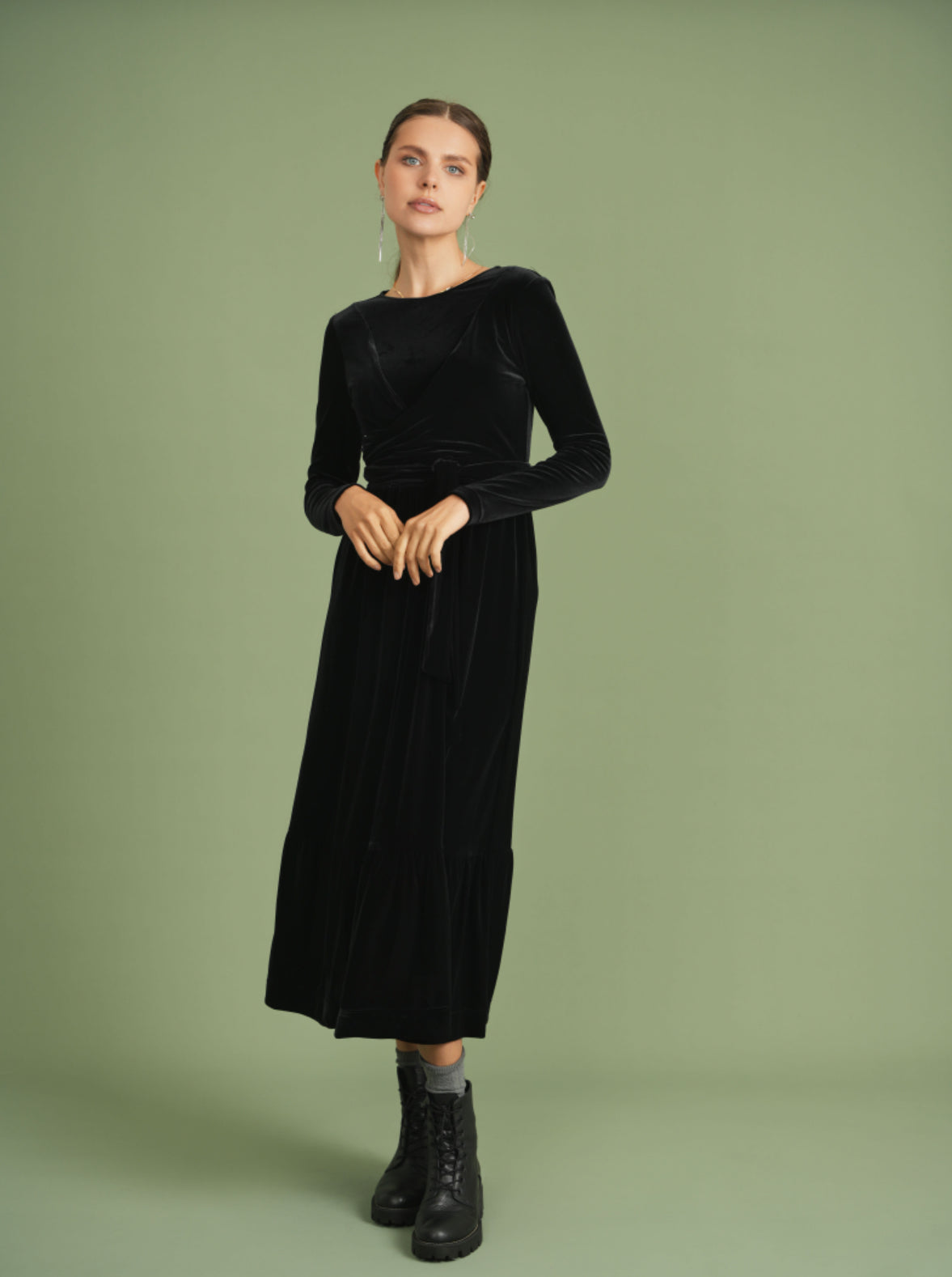 SASH BELT VELOUR DRESS – Fallon's