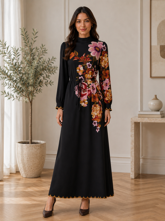 FLOWER SCALLOPED DRESS