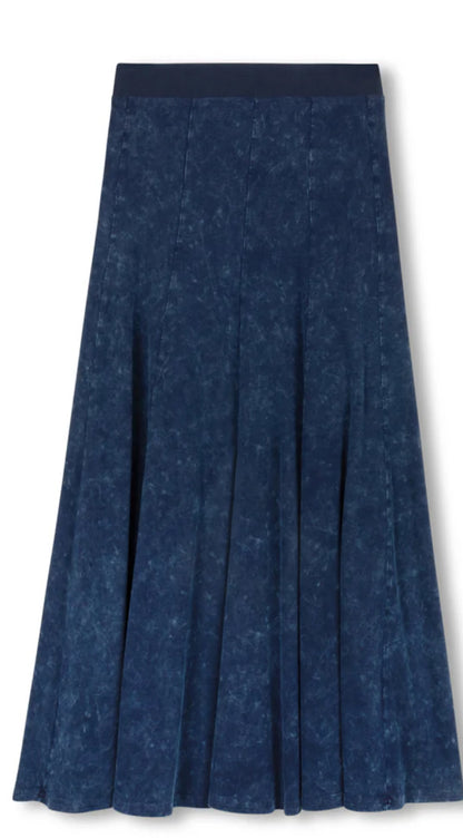 Elastic Waist Panel Midi Skirt