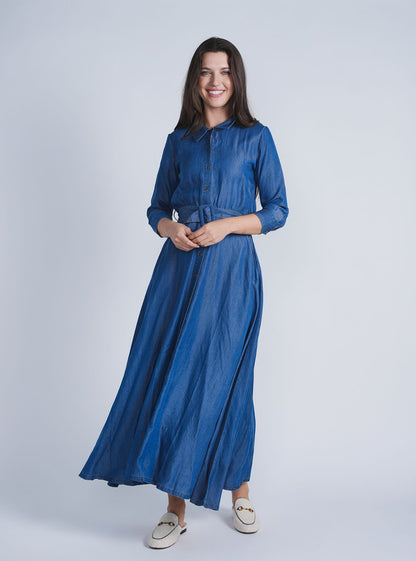 DENIM COLLAR DRESS