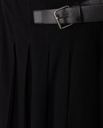 DENIM BUCKLE PLEATED SKIRT