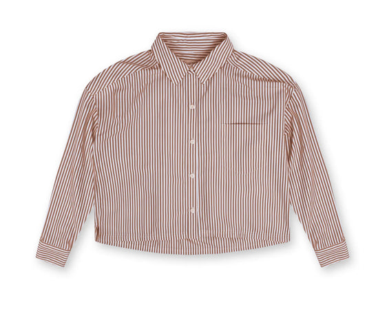 POINT CROPPED STRIPE BUTTON UP