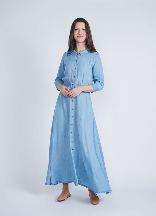 DENIM COLLAR DRESS