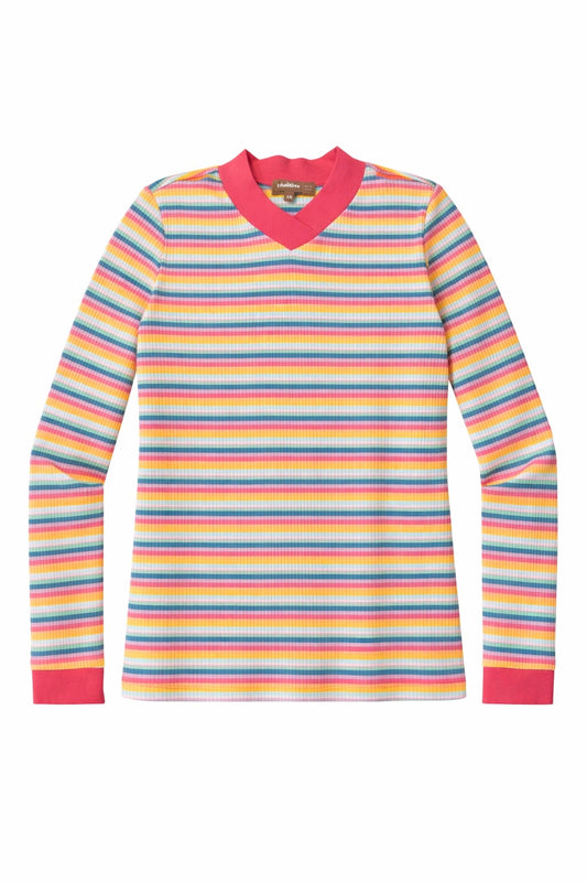 STRIPED RAINBOW V-NECK TEE