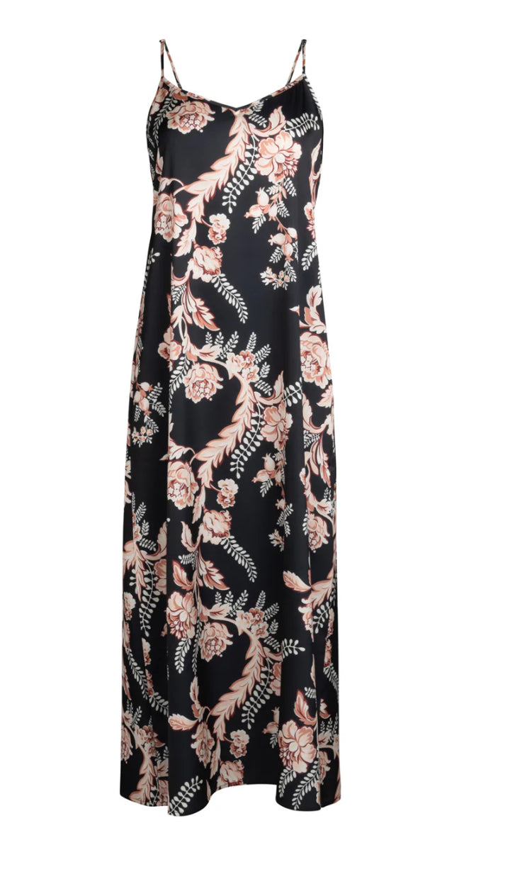 POINT SATIN A-LINE SLIP DRESS