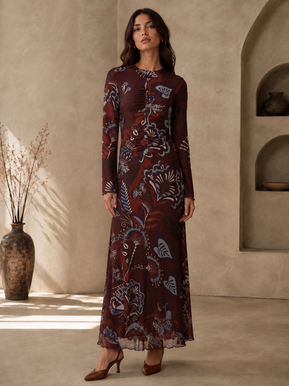 MESH GATHERED DRESS