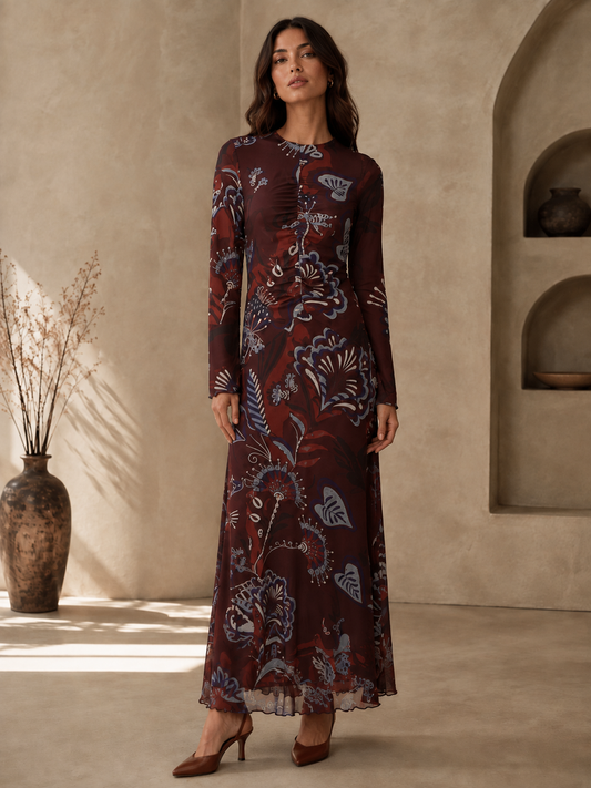 MESH GATHERED DRESS
