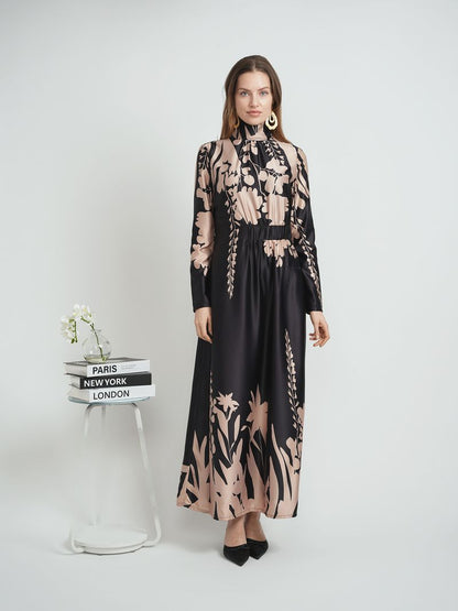 FLORAL TAUPE DRESS