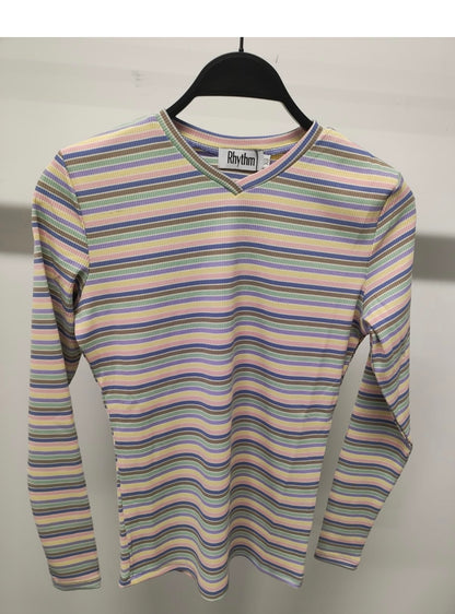 RHYTHM V-NECK STRIPED TEE
